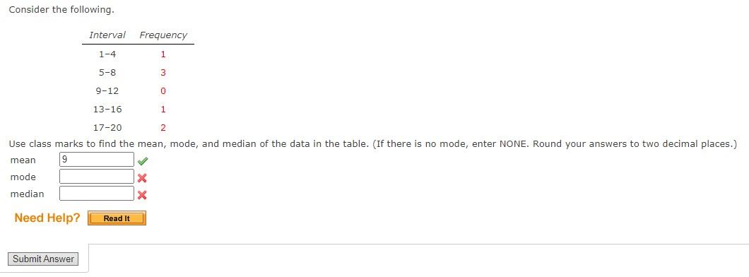 Solved Consider the following. Use class marks to find the | Chegg.com
