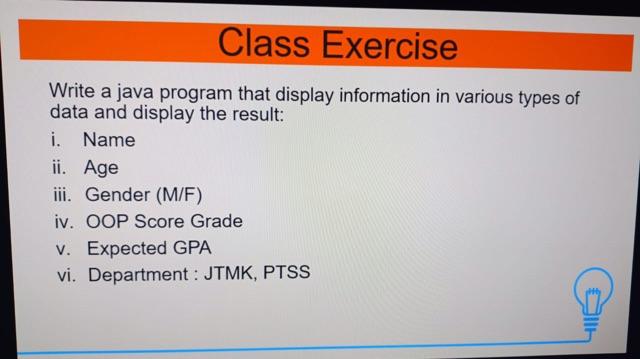Solved Write a java program that display information in | Chegg.com