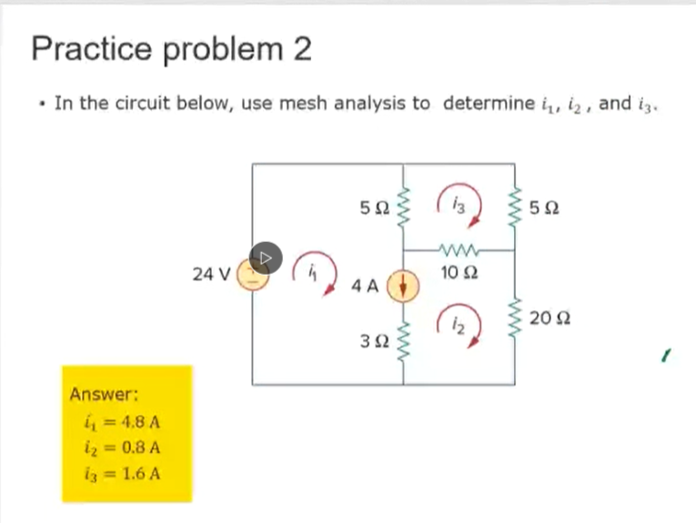 Solved Practice problem 2 . In the circuit below, use mesh | Chegg.com