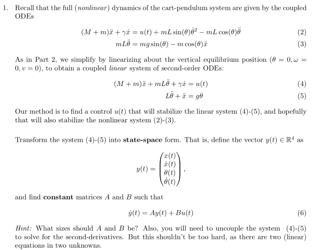 1 Recall That The Full Nonlinear Dynamics Of Th Chegg Com