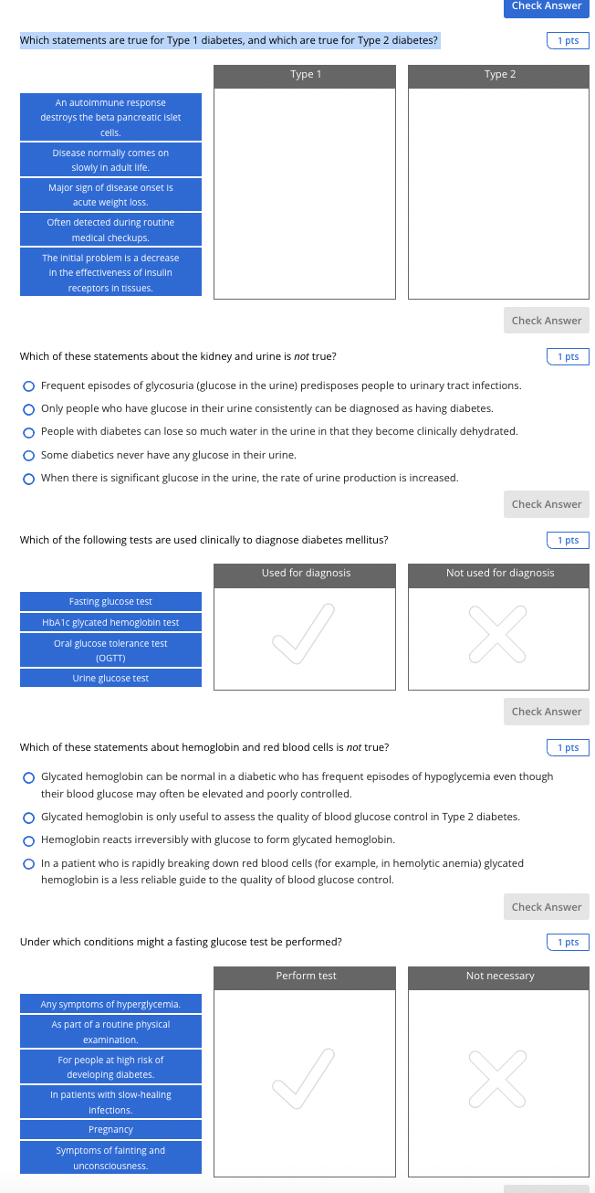 Solved Which statements are true for Type 1 diabetes, and