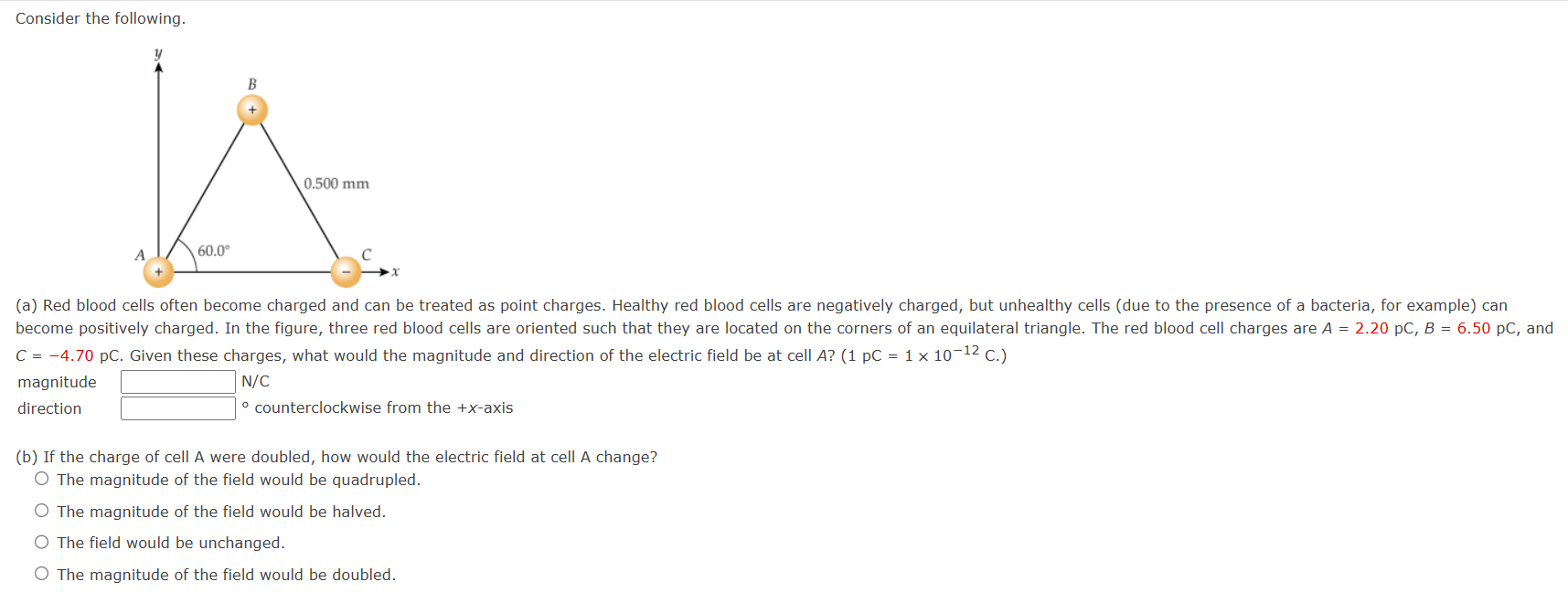 Solved Consider the following. C=−4.70pC. Given these | Chegg.com