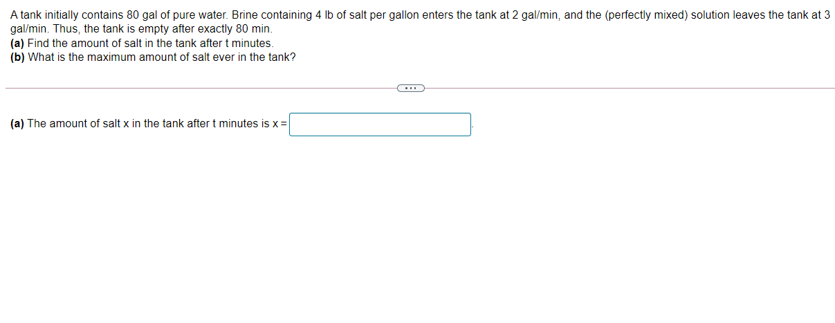 Solved A Tank Contains 1000 Liters (L) Of A Solution | Chegg.com