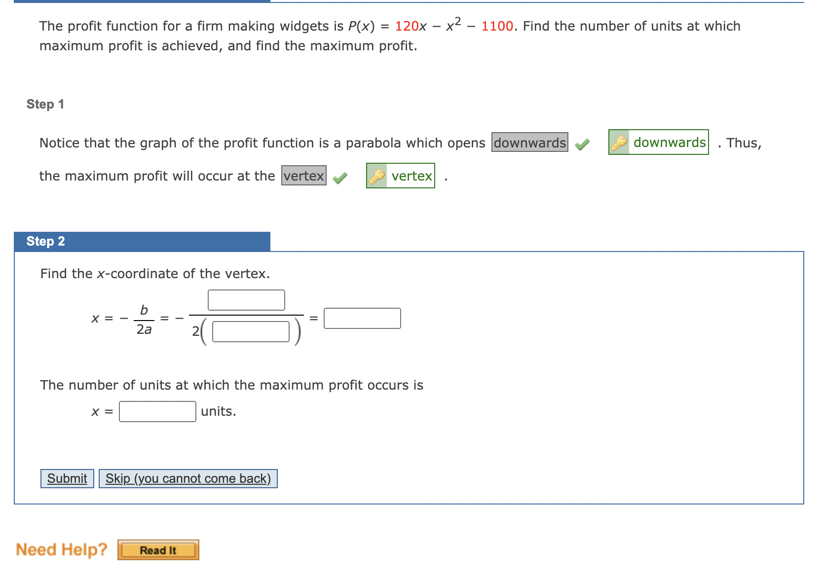 Solved The profit function for a firm making widgets is | Chegg.com