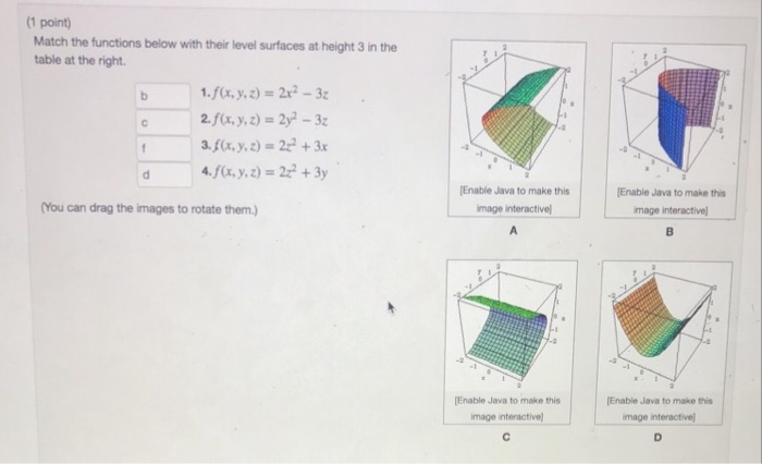 Solved 1 point) Match the functions below with their level | Chegg.com