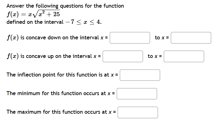 Solved Answer the following questions for the function f(x) | Chegg.com
