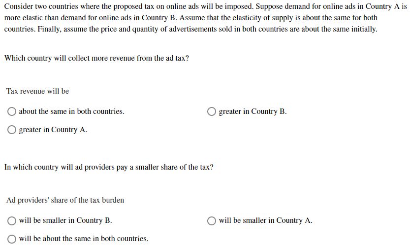 Solved Consider Two Countries Where The Proposed Tax On | Chegg.com