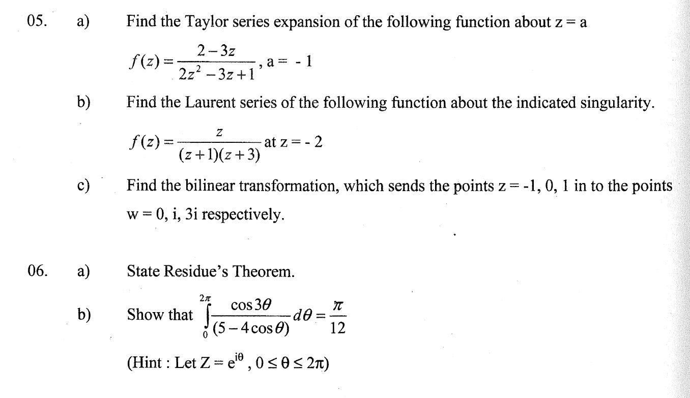 Solved 05. a) Find the Taylor series expansion of the | Chegg.com