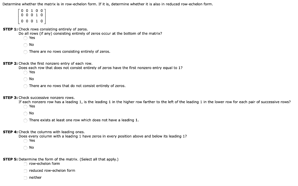 Solved Determine whether the matrix is in row echelon form