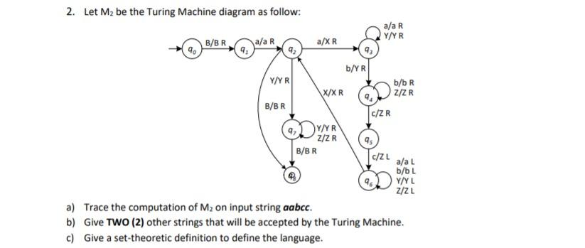 Solved 2. Let M2 be the Turing Machine diagram as follow: | Chegg.com