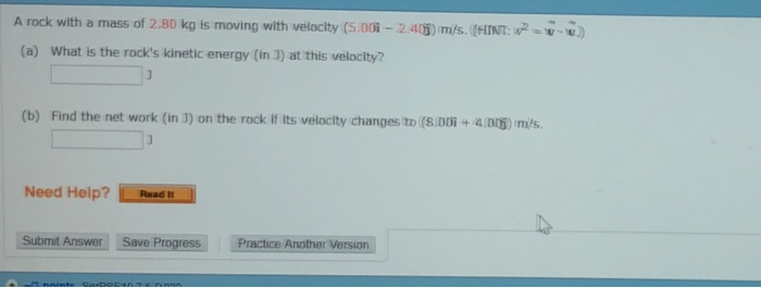 Solved A rock with a mass of 2.80 kg is moving with velocity | Chegg.com