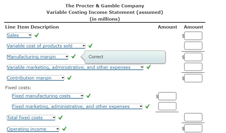 Solved The Procter \& Gamble Company Variable Costing Income | Chegg.com