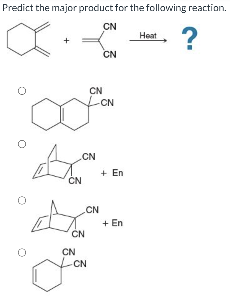 Solved Predict the major product for the following reaction. | Chegg.com