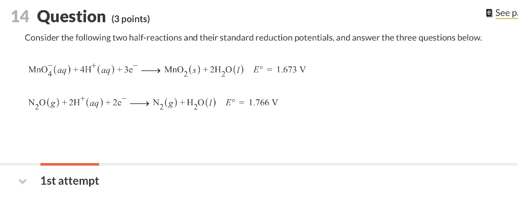 Solved 14 Question (3 points) See p Consider the following | Chegg.com
