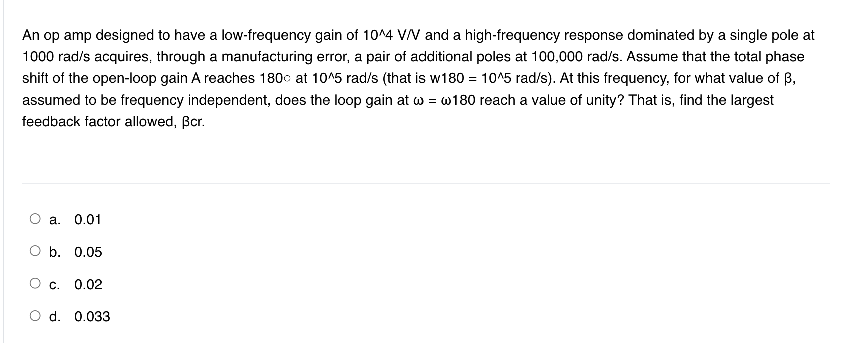 Solved An op amp designed to have a low-frequency gain of | Chegg.com