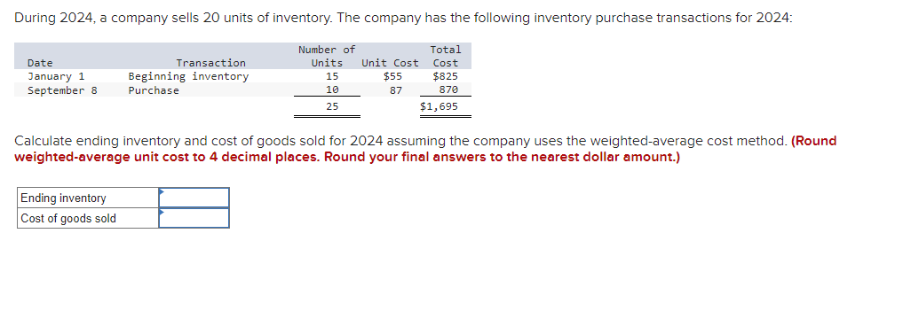 Solved During 2024 A Company Sells 20 Units Of Inventory Chegg Com   Screenshot2024 02 05211933 