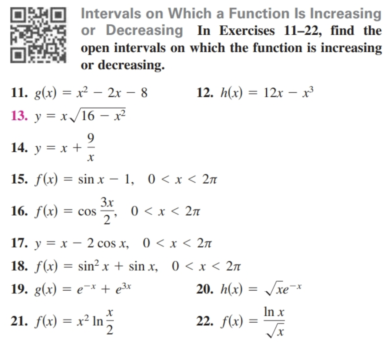 Solved Intervals on Which a Function Is Increasing or | Chegg.com