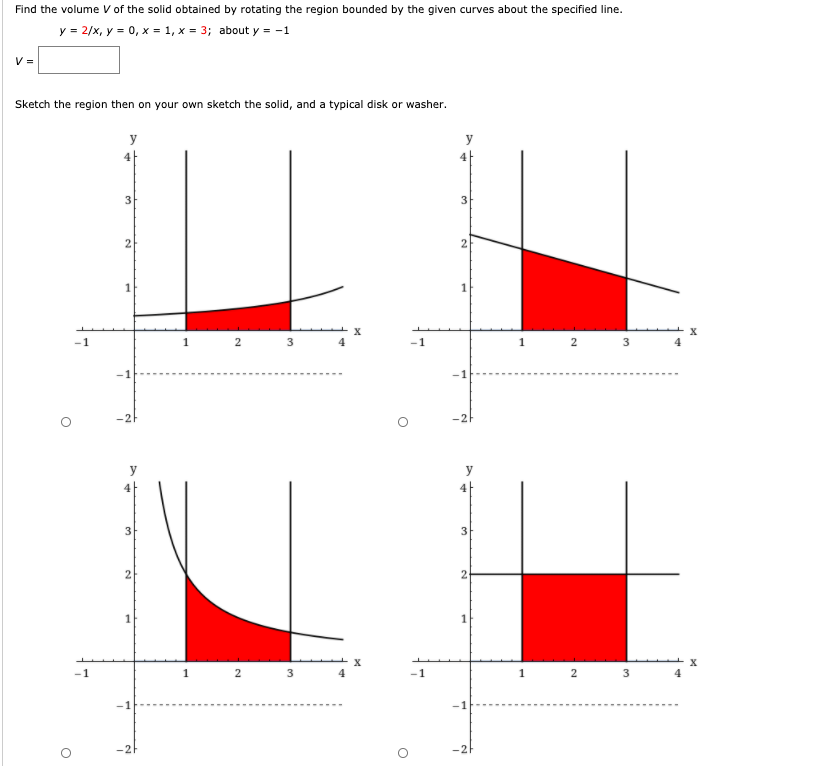 Solved Ind The Volume V Of The Solid Obtained By Rotating Chegg Com