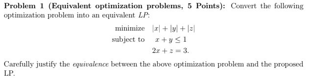 Solved Problem 1 (Equivalent optimization problems, 5 | Chegg.com