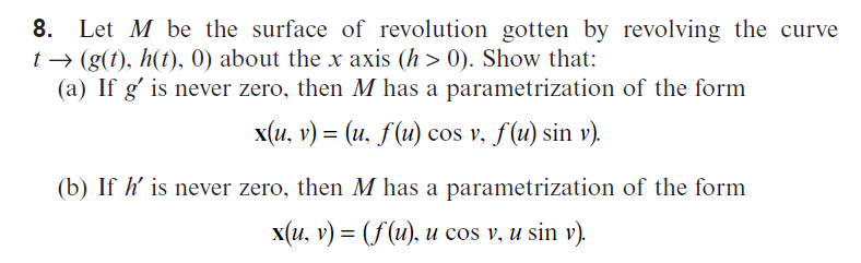 8 Let M Be The Surface Of Revolution Gotten By Re Chegg Com