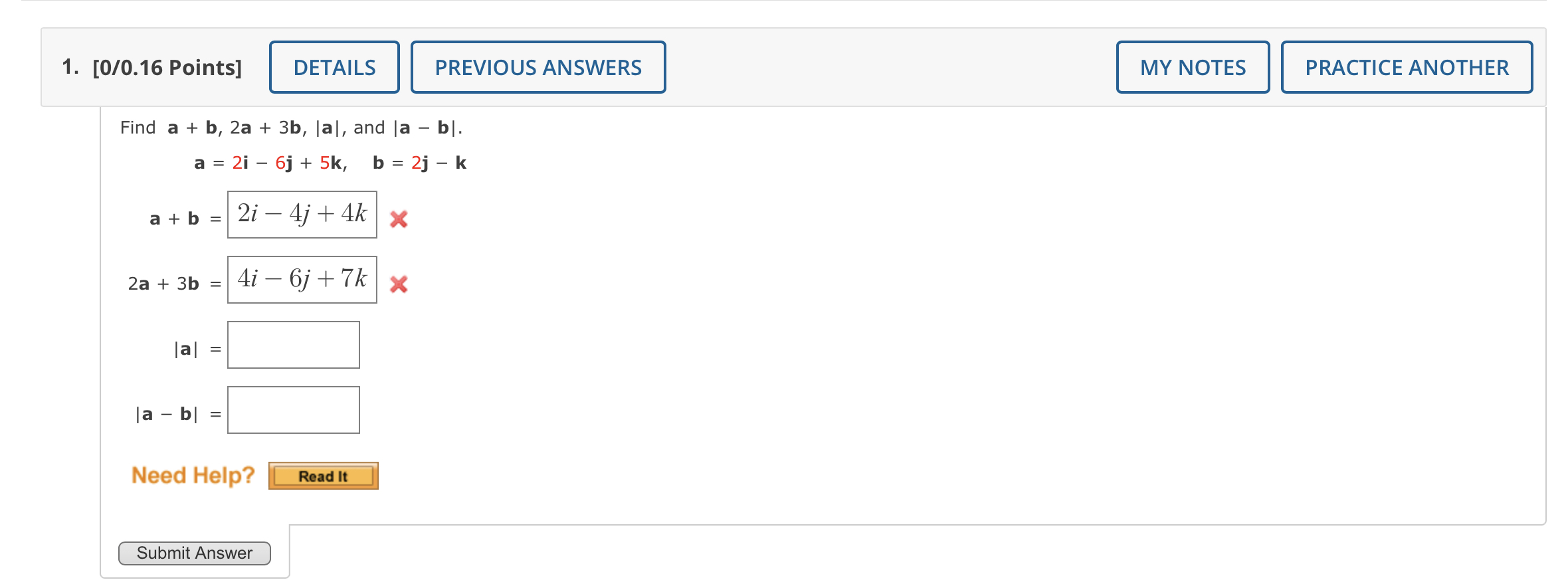 Solved Find a+b,2a+3b,∣a∣, and ∣a−b∣. | Chegg.com