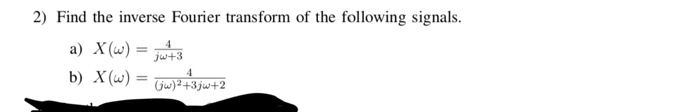 Solved 2) Find the inverse Fourier transform of the | Chegg.com