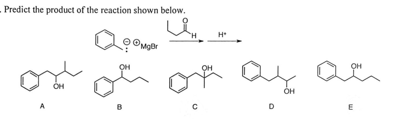 Solved Predict the product of the reaction shown below. A B | Chegg.com