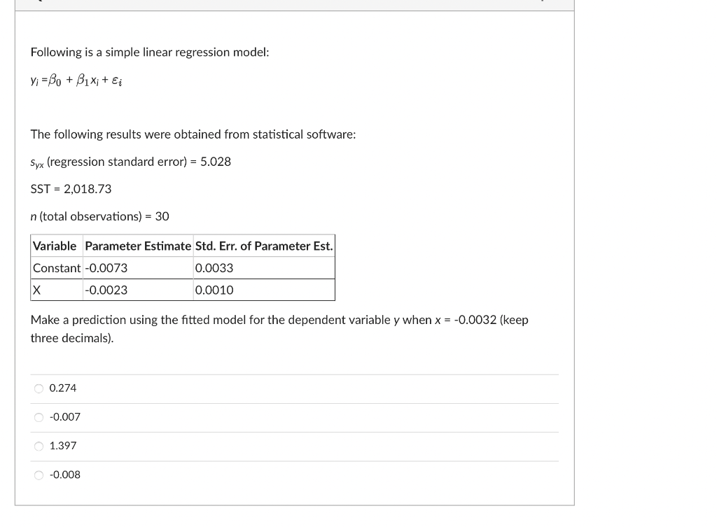 Solved Following Is A Simple Linear Regression Model: | Chegg.com