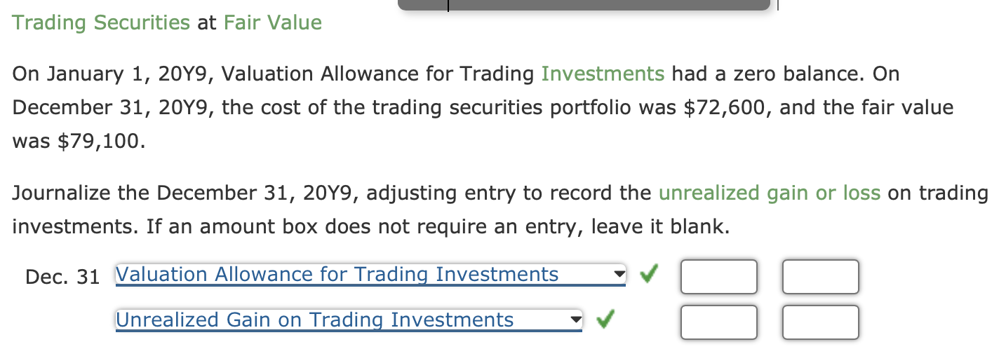Solved Trading Securities at Fair Value On January 1, 20Y9, | Chegg.com