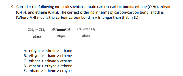 Solved 9. Consider the following molecules which contain Chegg