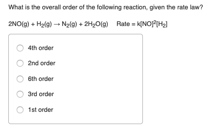 Solved What Is The Overall Order Of The Following Reaction, | Chegg.com