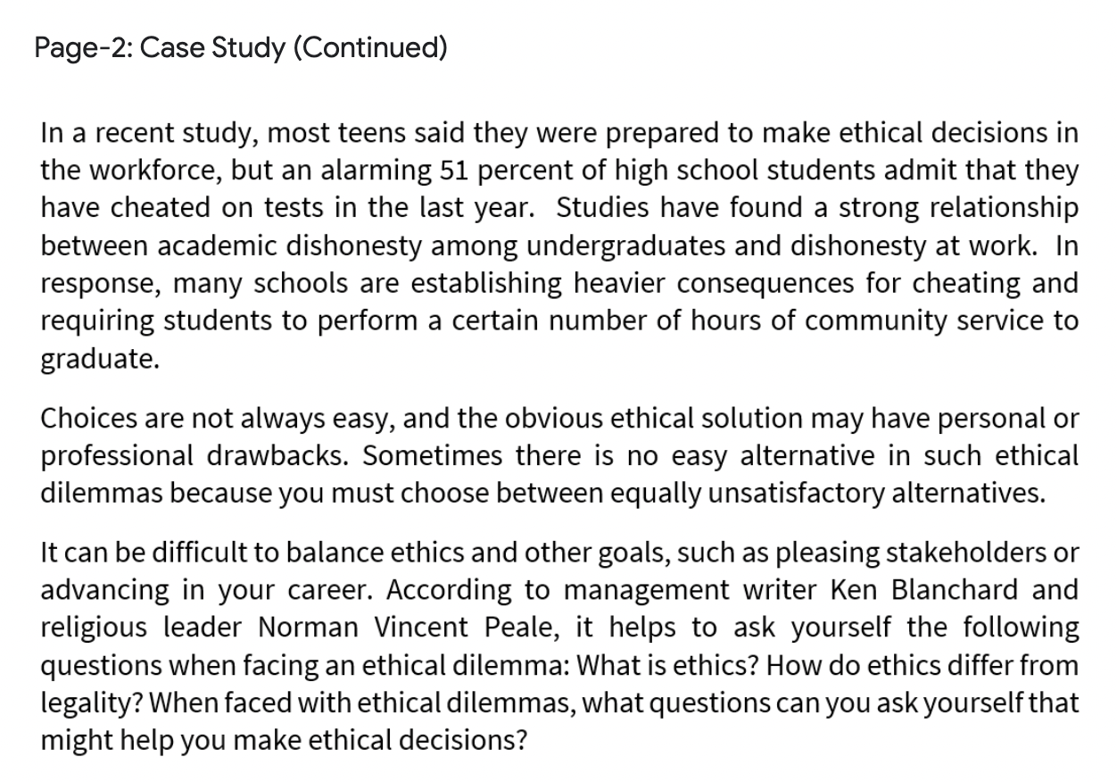 moral dilemma case study with solution