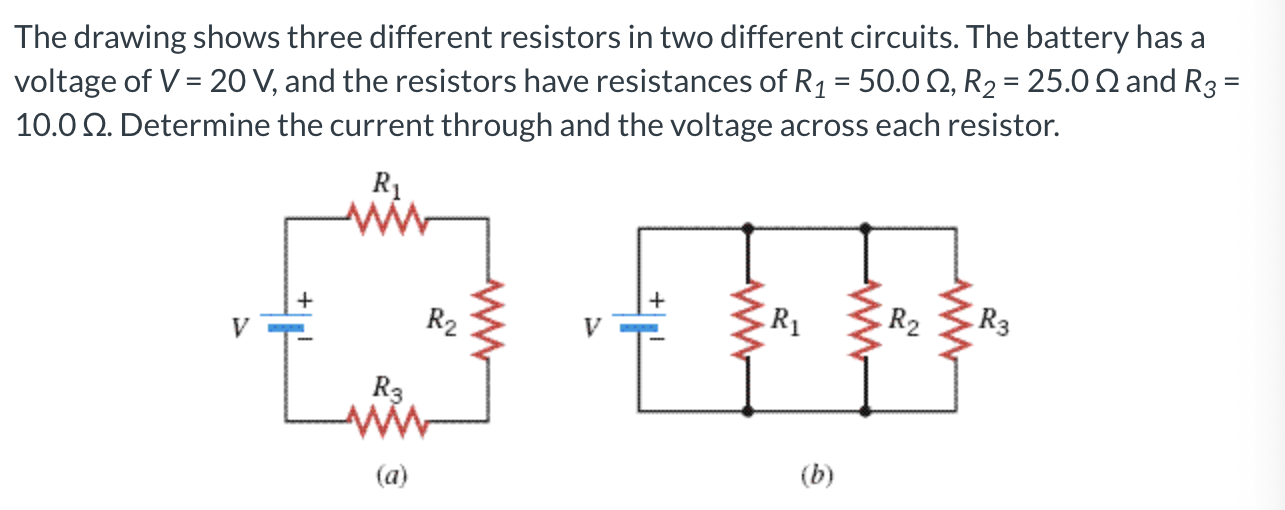 Solved The drawing shows three different resistors in two