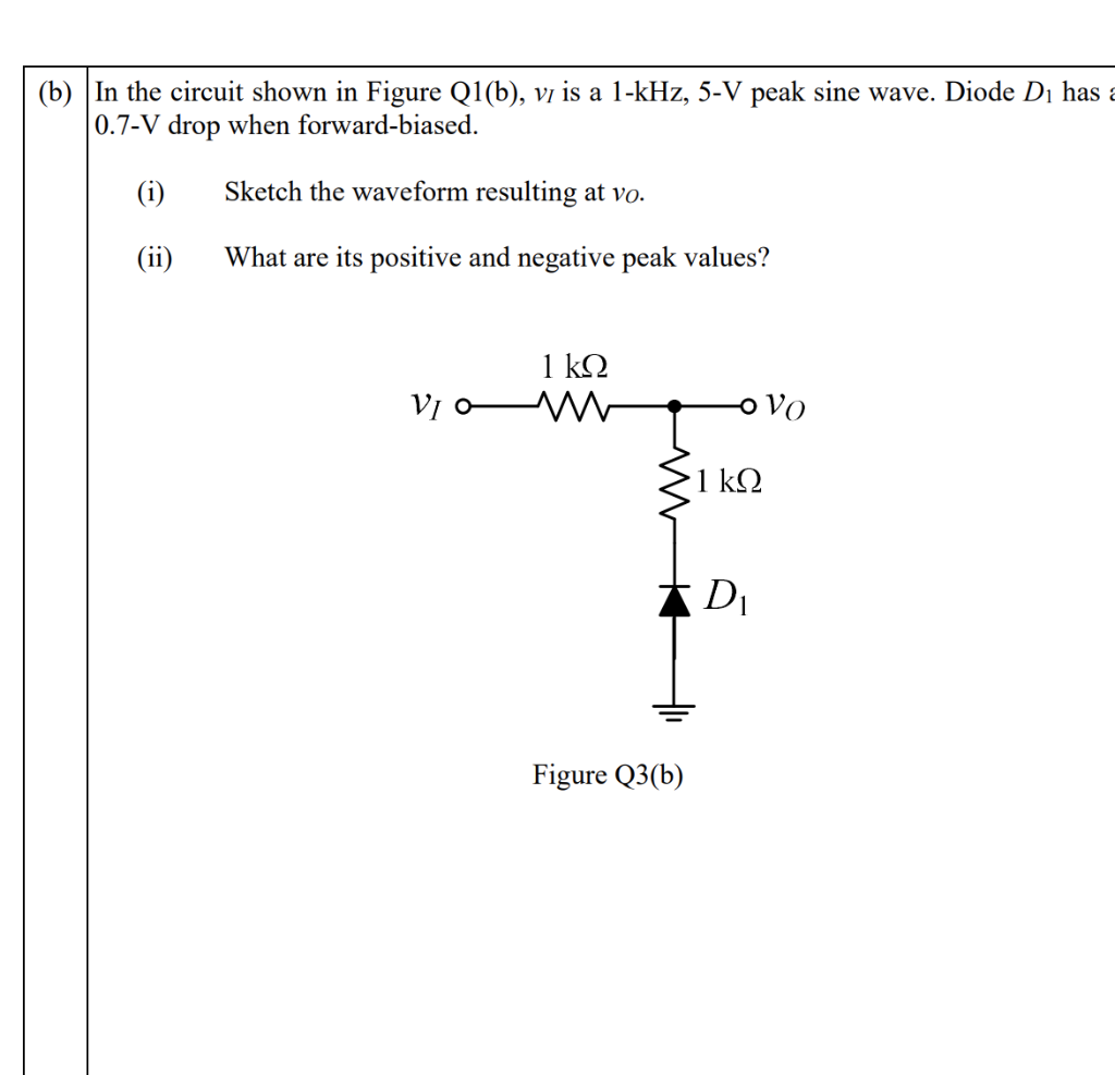 Solved (b) In The Circuit Shown In Figure Q1(b), Vị Is A | Chegg.com