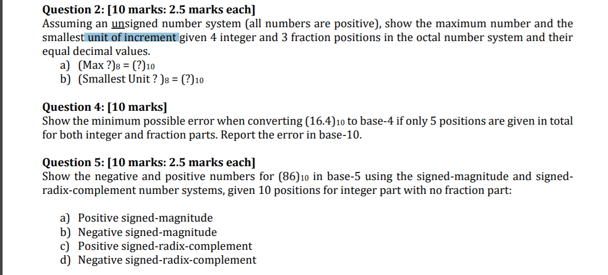 Solved Question 2: [10 marks: 2.5 marks each] Assuming an | Chegg.com