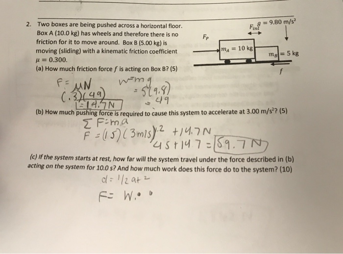 Solved Two boxes are being pushed across a horizontal floor. | Chegg.com