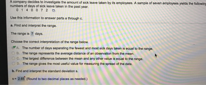 choose the correct interpretation of the standard deviation below
