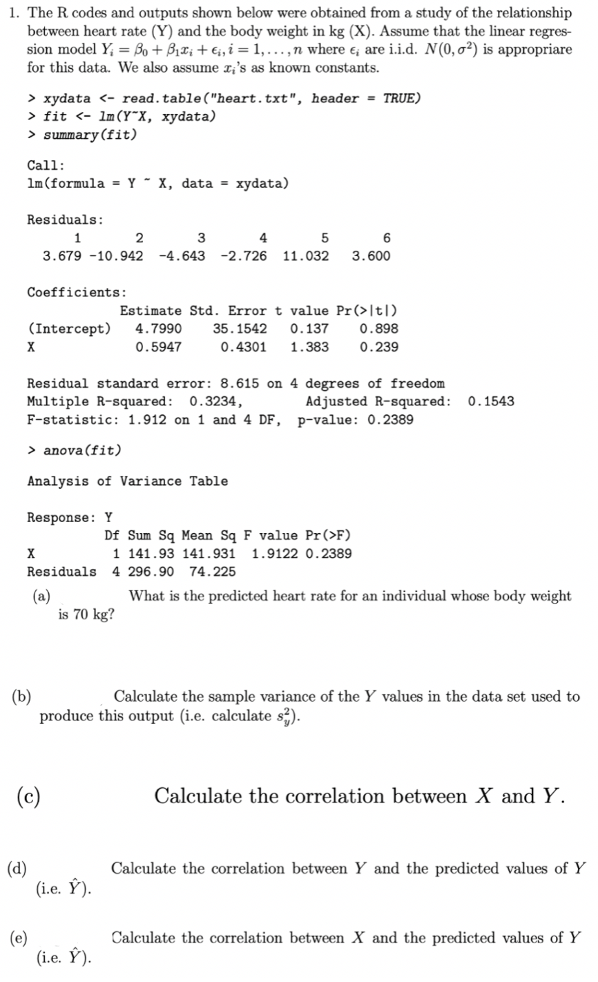 Equation For The F Values R Code Solved 1. The R codes and outputs shown below were obtained | Chegg.com