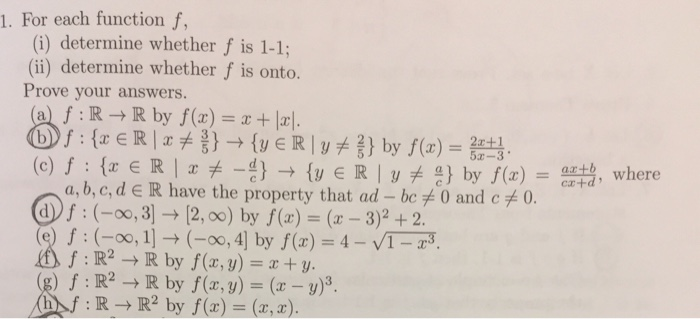 Solved 1. For each function f, (i) determine whether f is | Chegg.com