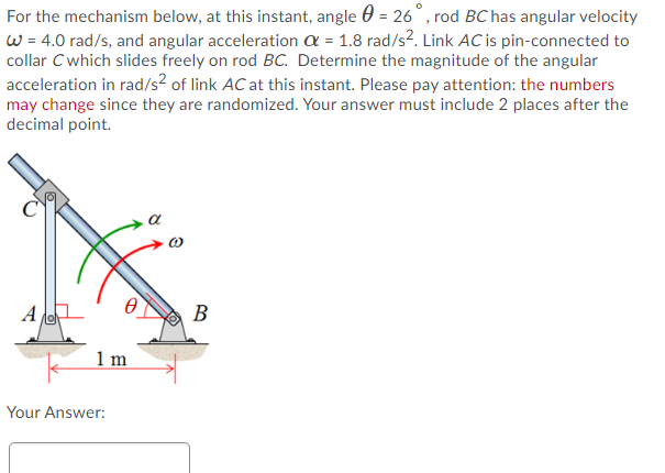 Solved For the mechanism below, at this instant, angle 0 = | Chegg.com