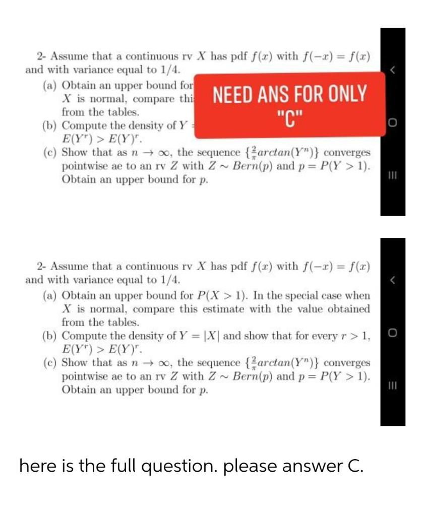 Solved 2 Assume That A Continuous Rv X Has Pdf F X With Chegg Com