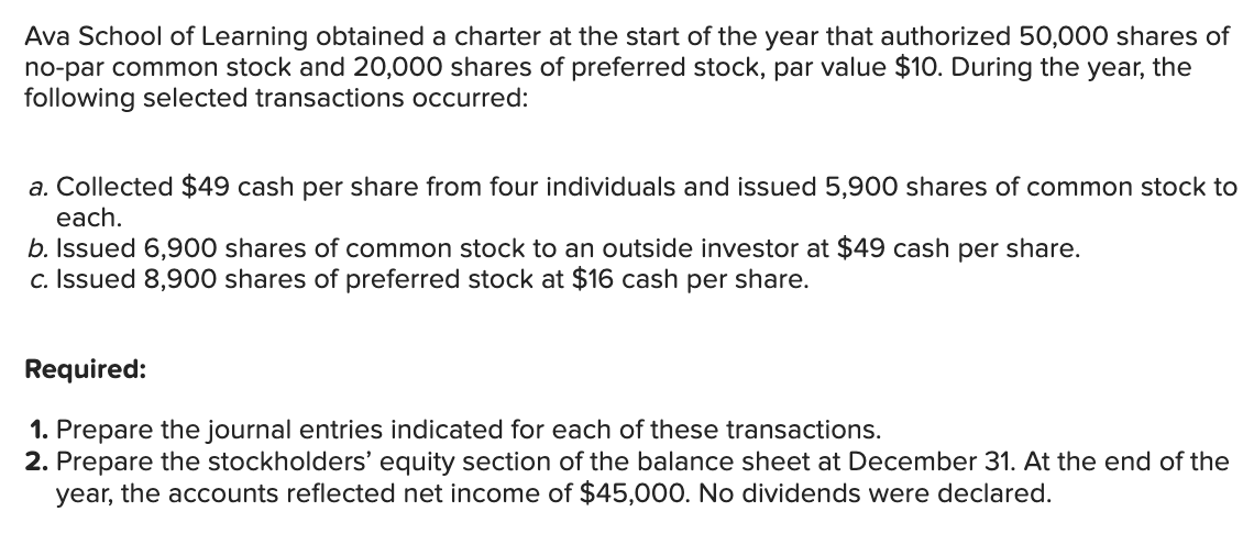Solved Ava School of Learning obtained a charter at the