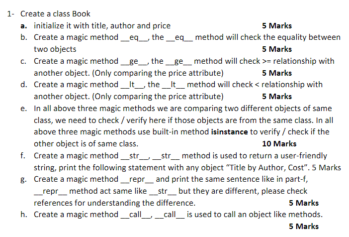 Solved 1- Create a class Book a. initialize it with title, | Chegg.com