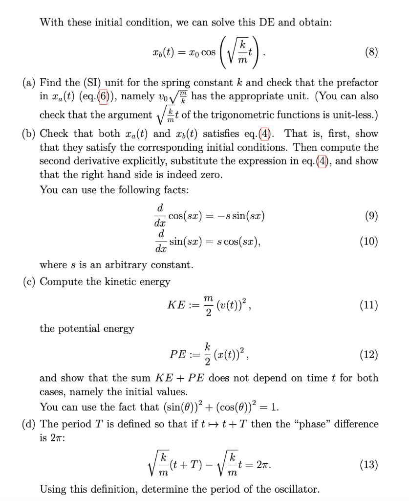 Solved Du T 1 30pt Lc Circuit And Simple Harmonic Osc Chegg Com