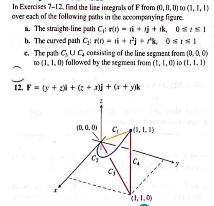 Solved In Exercises 7-12, find the line integrals of F from | Chegg.com