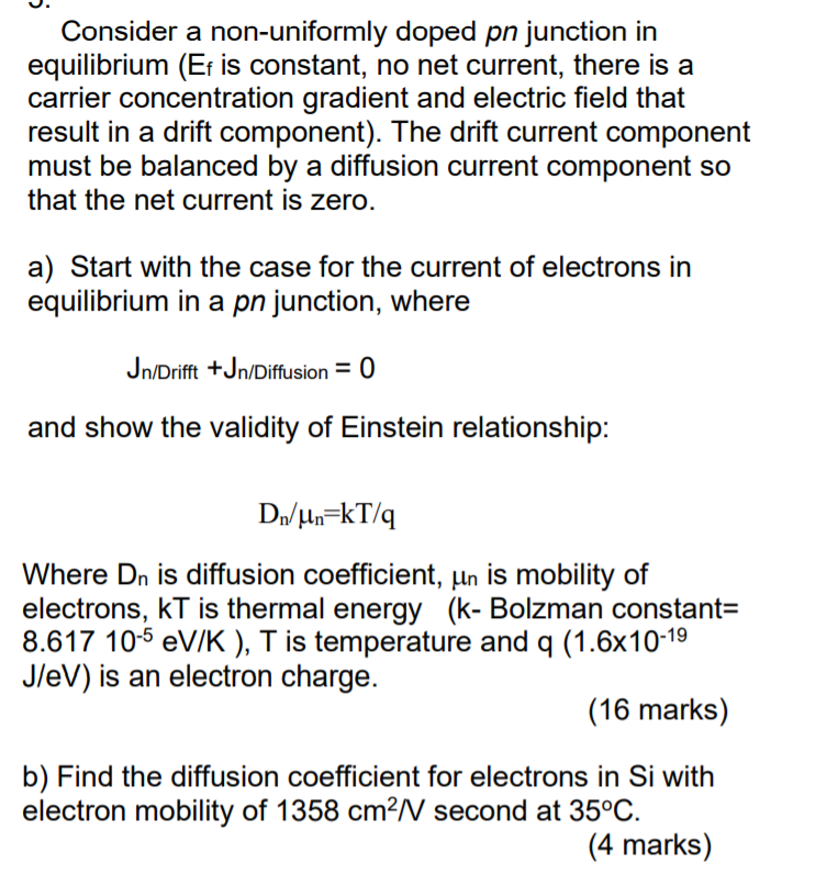 Consider A Non Uniformly Doped Pn Junction In Chegg Com