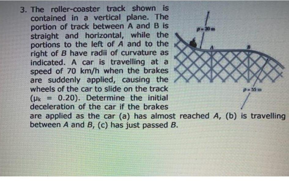 Solved 3. The Roller-coaster Track Shown Is Contained In A | Chegg.com