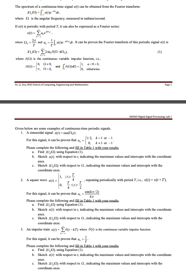 The spectrum of a continuous-time signal x() can be | Chegg.com