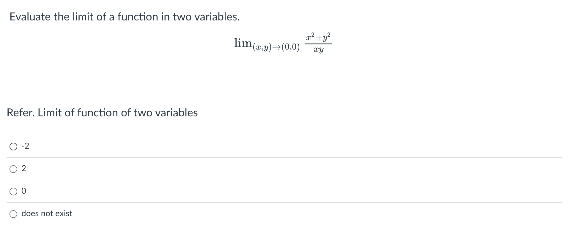 Solved Evaluate the limit of a function in two variables. | Chegg.com