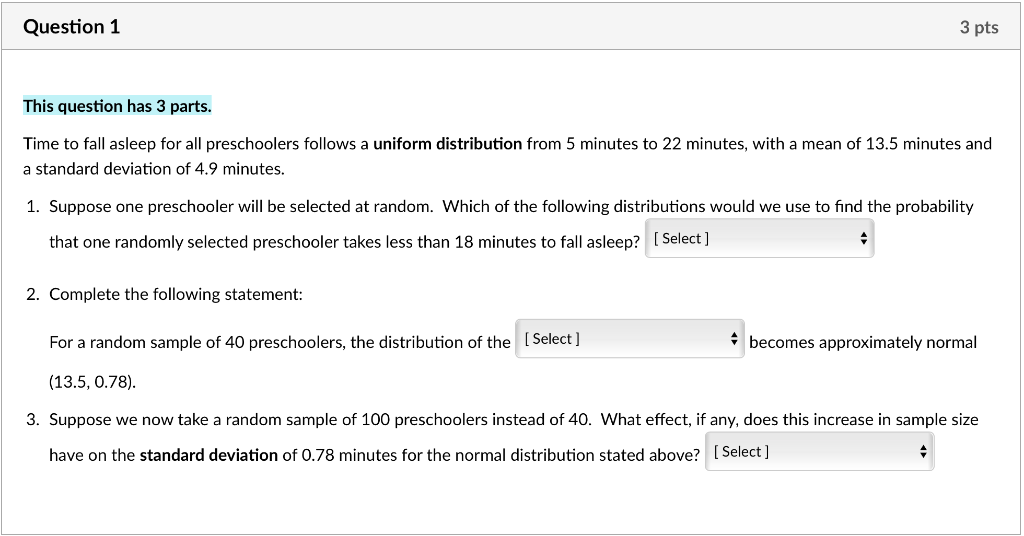 Solved Question 1 3 pts This question has 3 parts. Time to | Chegg.com